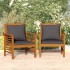 Sillones con cojines gris oscuro 2 uds madera maciza de