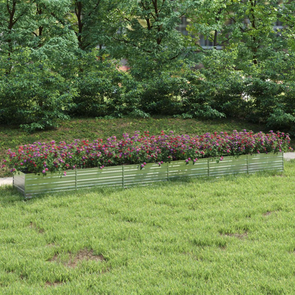 Arriate de acero galvanizado plateado 600x80x45