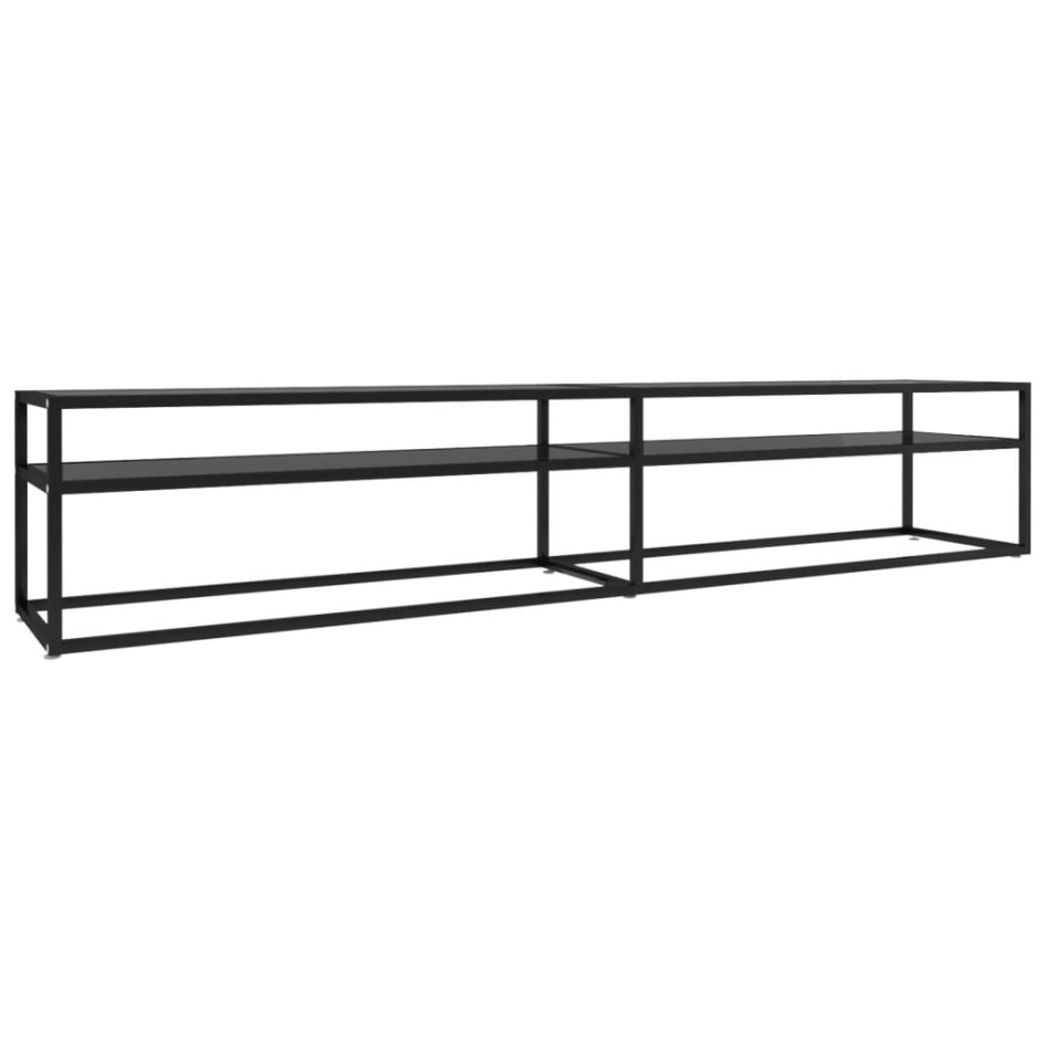 Mueble para TV vidrio templado negro 220x40x40,5