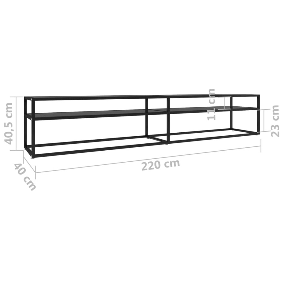 Mueble para TV vidrio templado negro 220x40x40,5