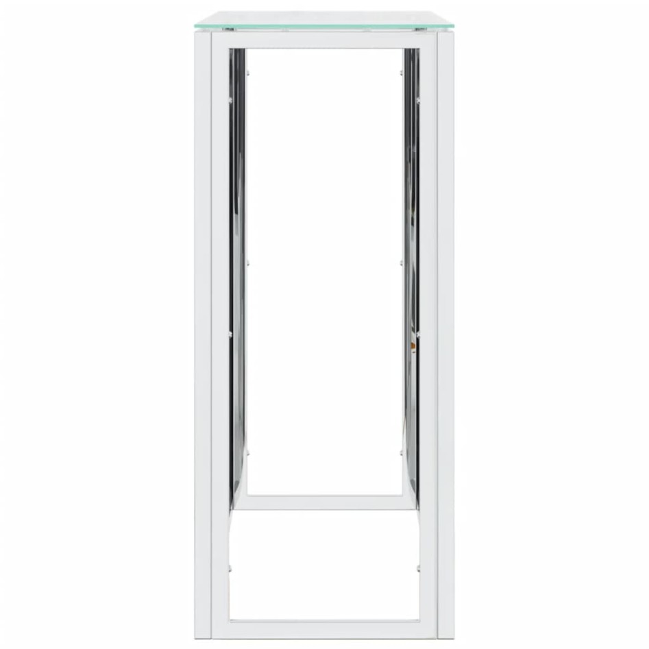 Mesa consola acero inoxidable y vidrio 110x30x70
