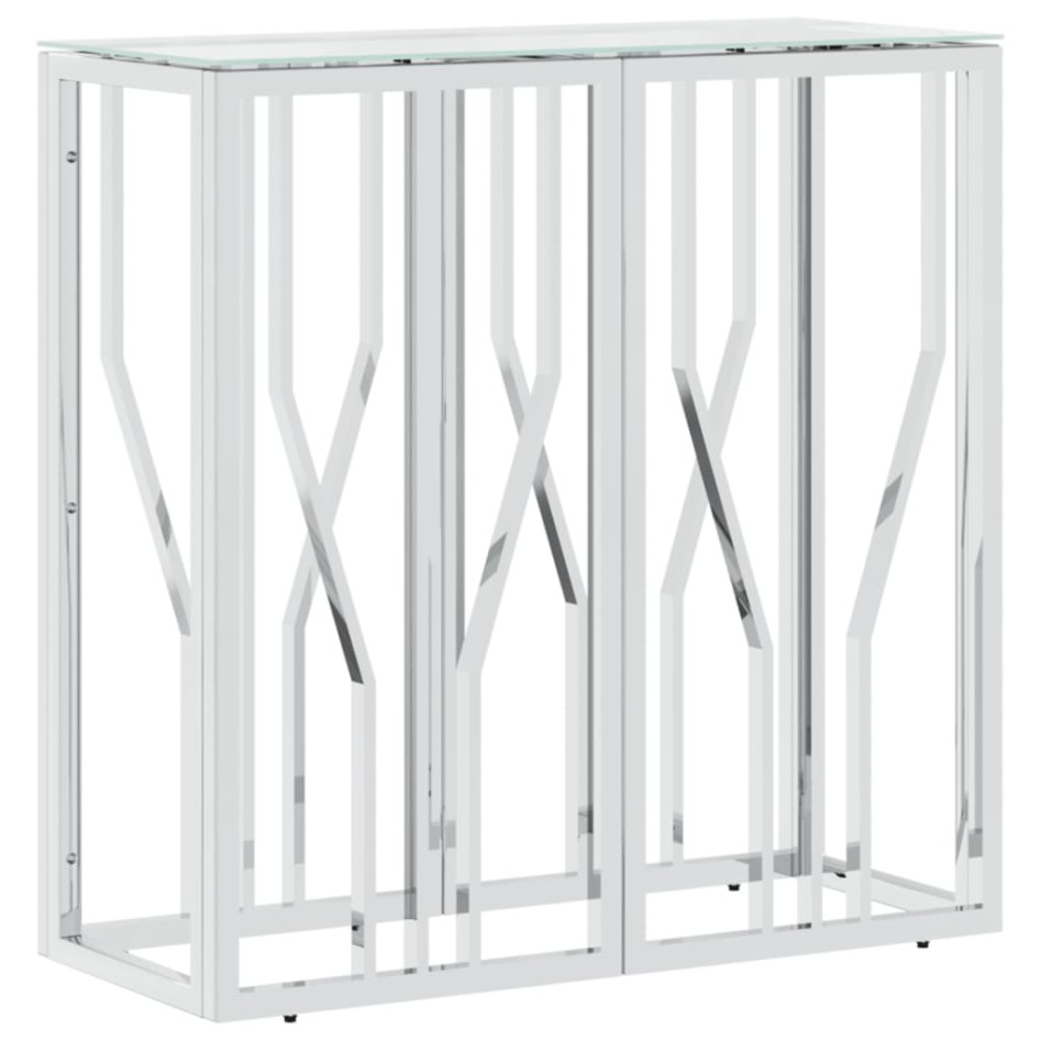 Mesa consola acero inoxidable y vidrio 70x30x70