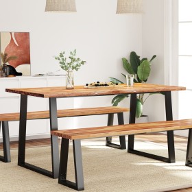 Mesa de comedor con borde vivo madera maciza acacia