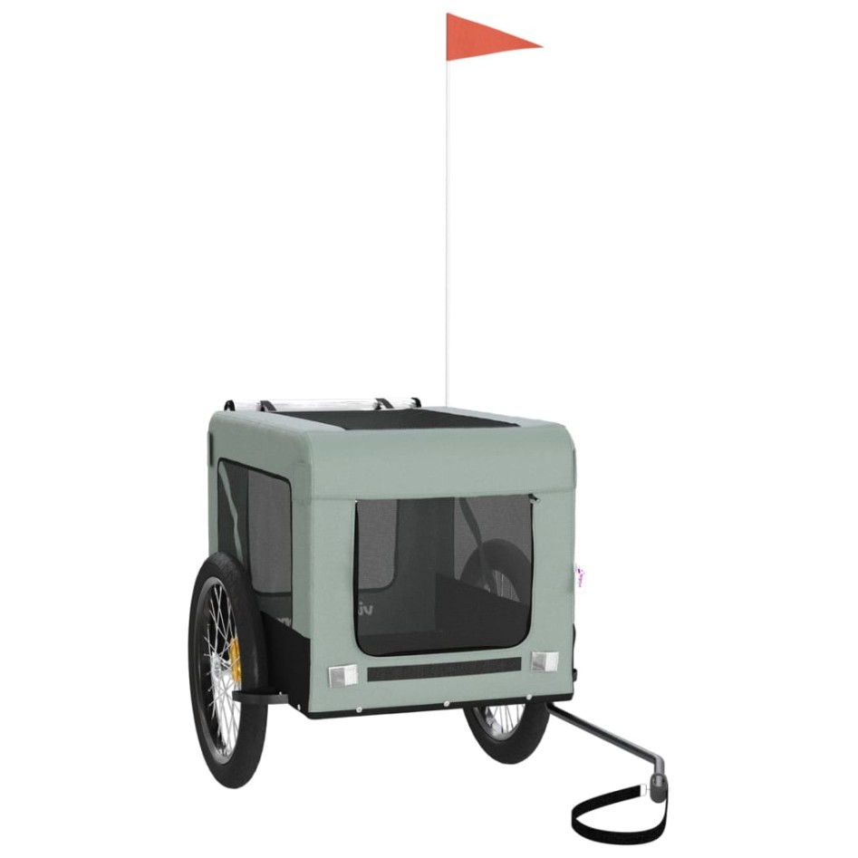 Remolque de bicicleta mascotas hierro tela Oxford gris