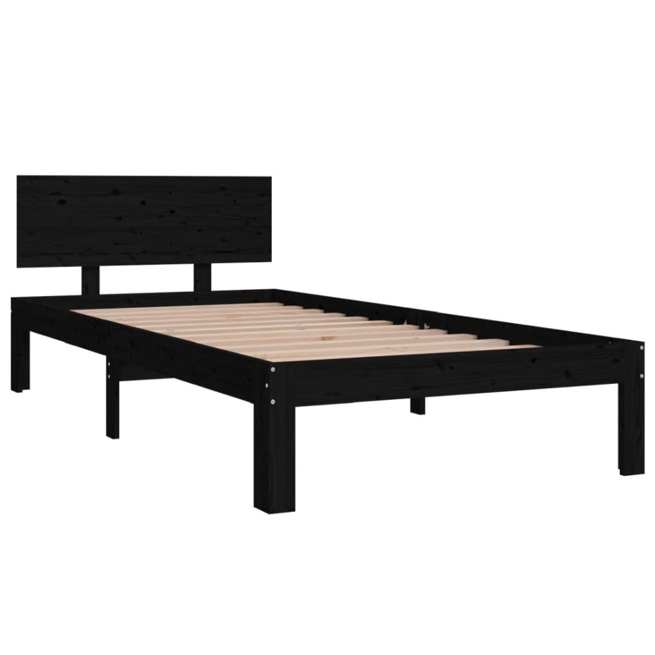 Estructura de cama madera maciza de pino negro 90x200