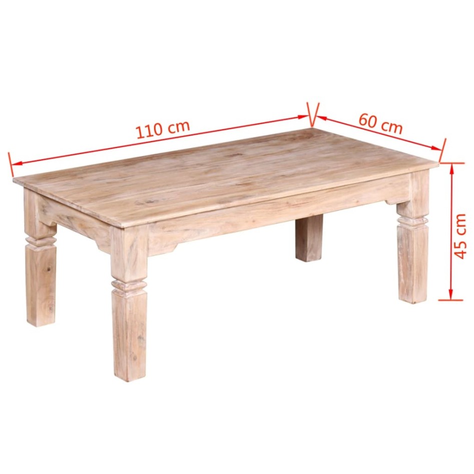 Mesa de centro de madera de acacia 110x60x45