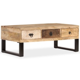 Mesa de centro con 3 cajones madera maciza de mango 90x50x35
