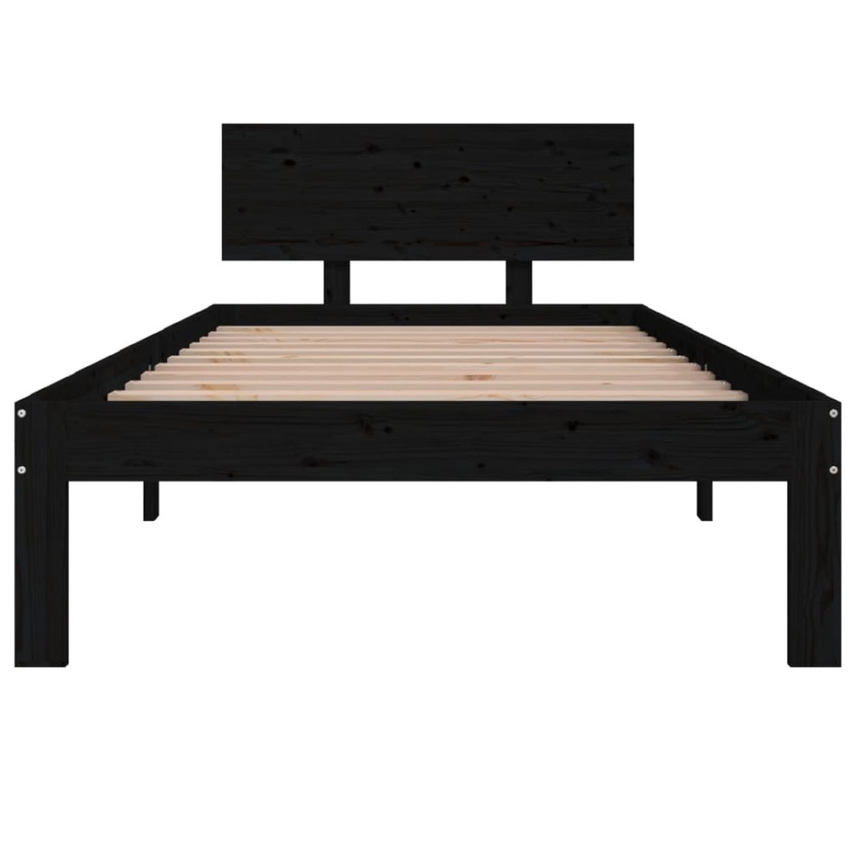 Estructura de cama madera maciza de pino negro 90x200