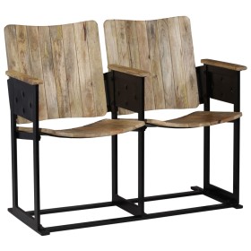 Banco de 2 plazas de madera maciza de mango y