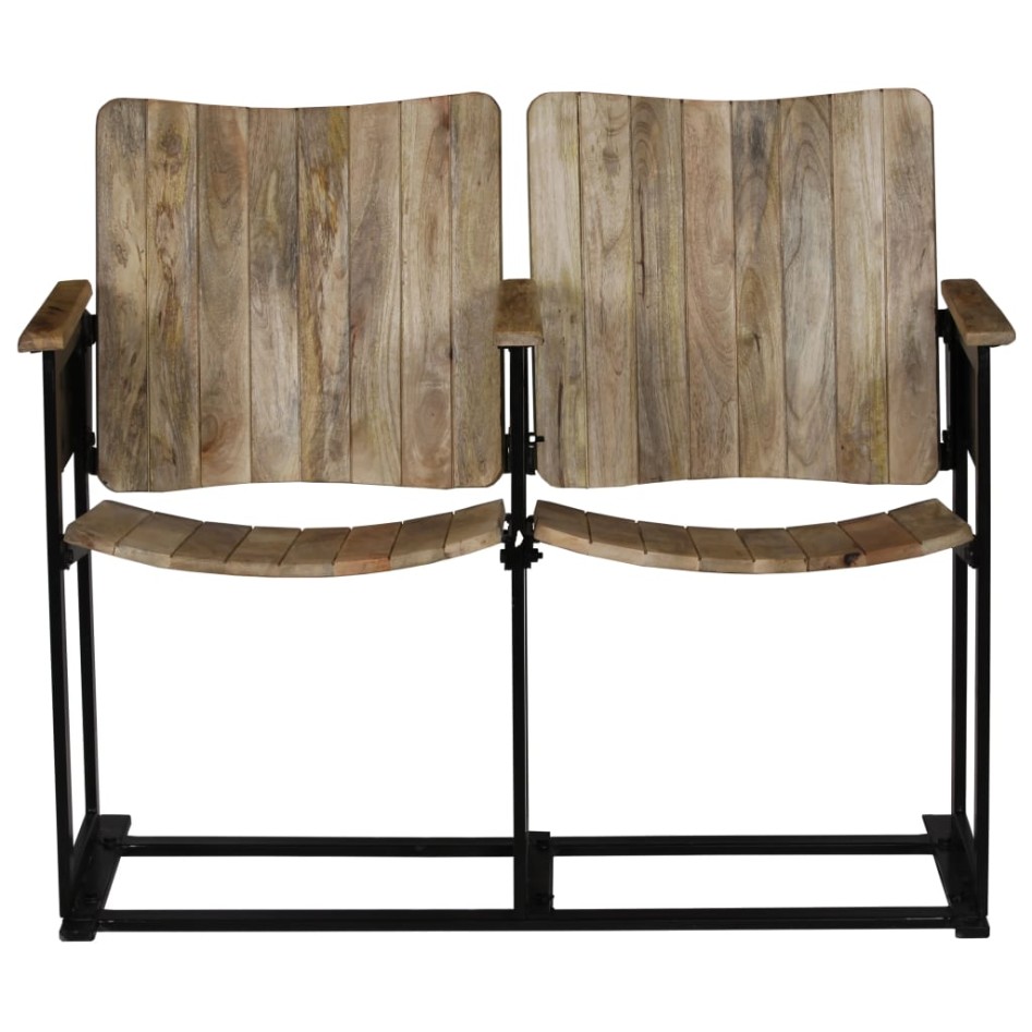 Banco de 2 plazas de madera maciza de mango y