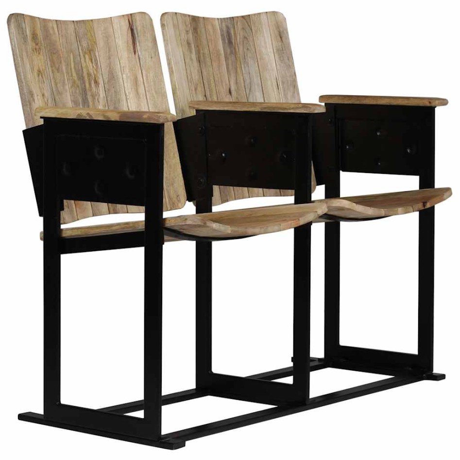 Banco de 2 plazas de madera maciza de mango y