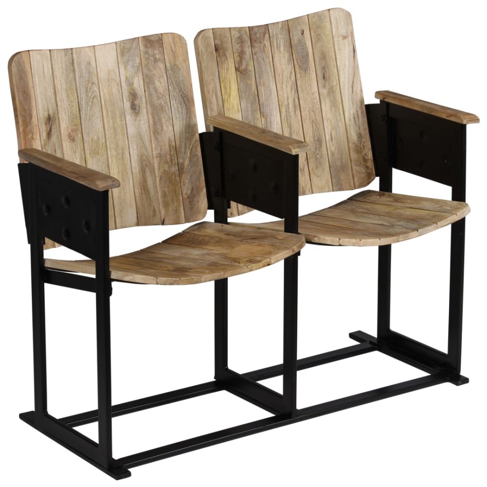 Banco de 2 plazas de madera maciza de mango y