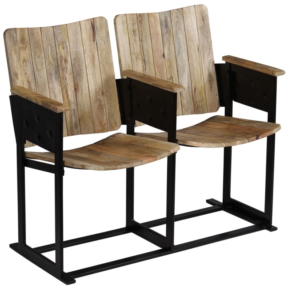 Banco de 2 plazas de madera maciza de mango y