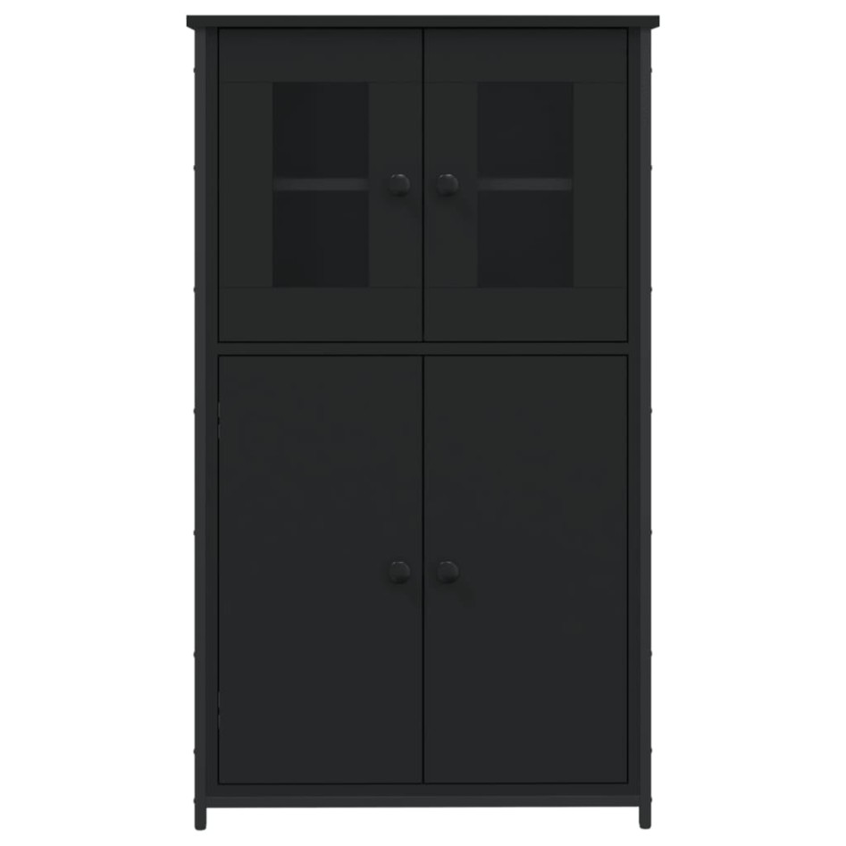 Aparador alto madera contrachapada negro 62x32x106,5