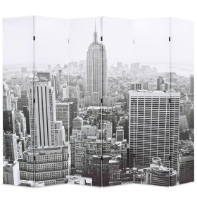 Biombo divisor plegable 228x170 cm Nueva York blanco y