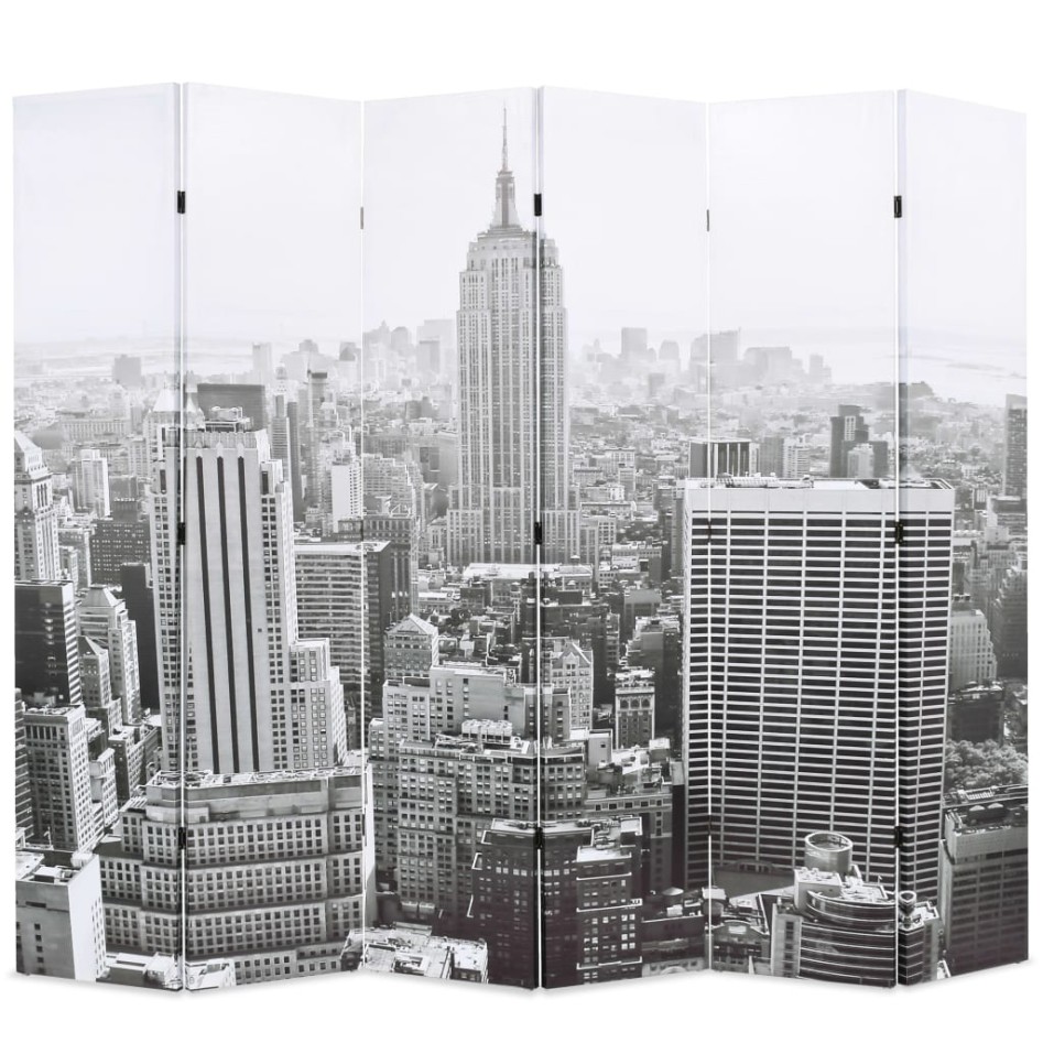 Biombo divisor plegable 228x170 cm Nueva York blanco y