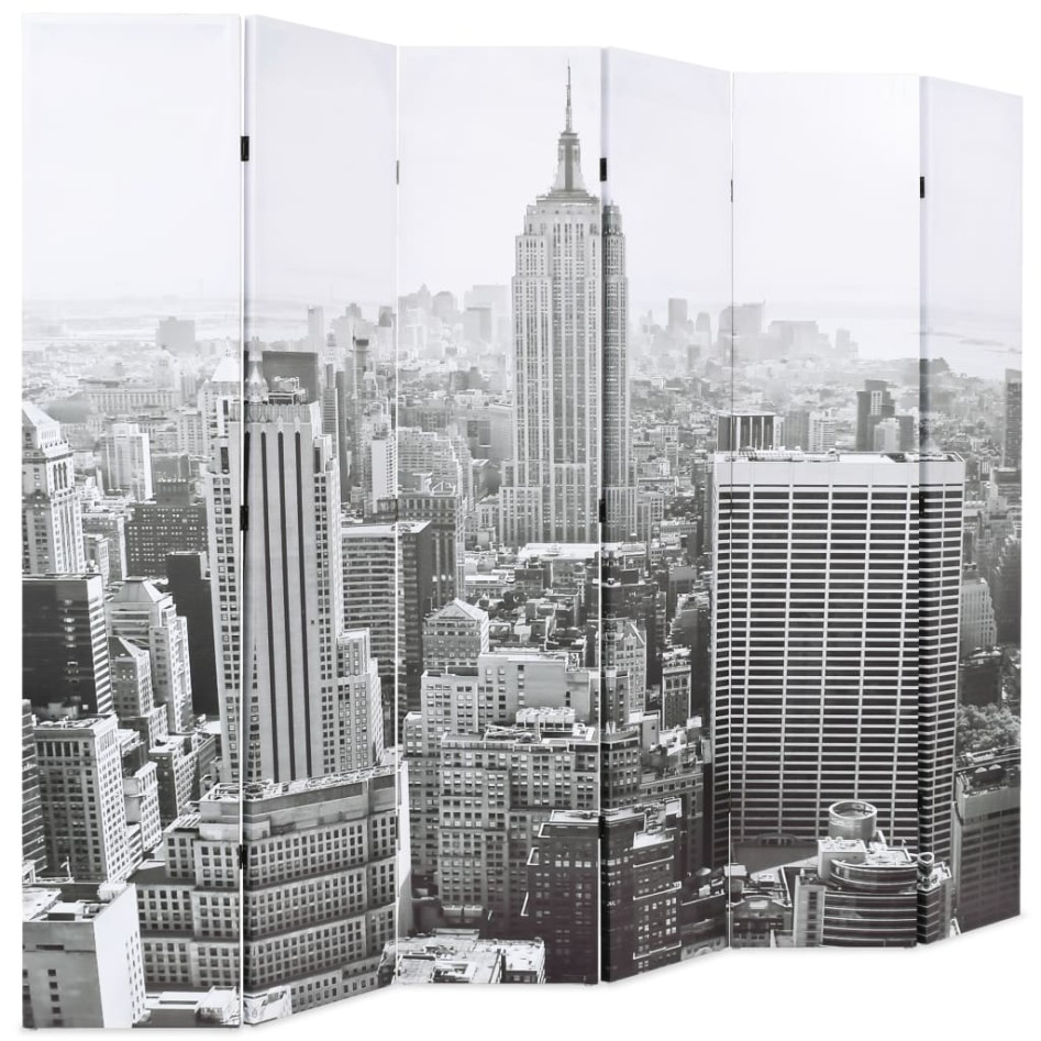 Biombo divisor plegable 228x170 cm Nueva York blanco y