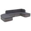 Set de sofás de jardín 6 piezas y cojines ratán sintético gris