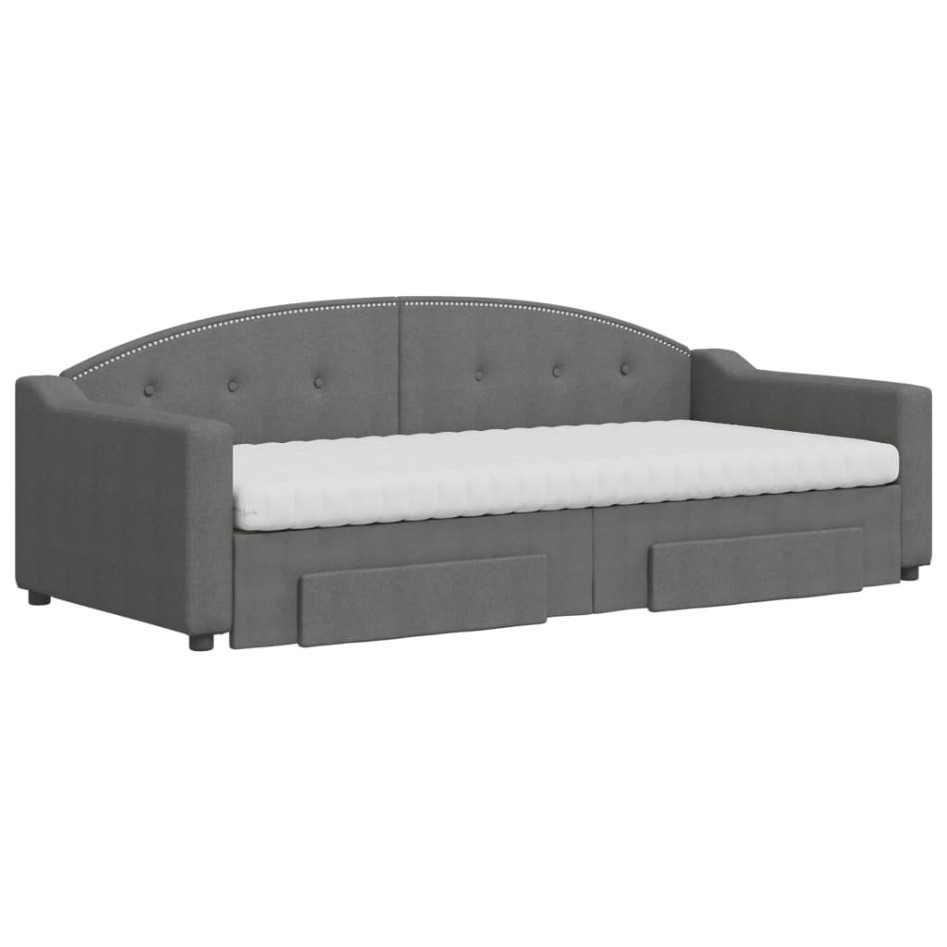 Sofá cama nido con cajones tela gris oscuro 90x200