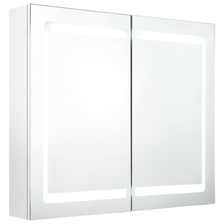Armario de baño con espejo LED blanco brillante 80x12x68