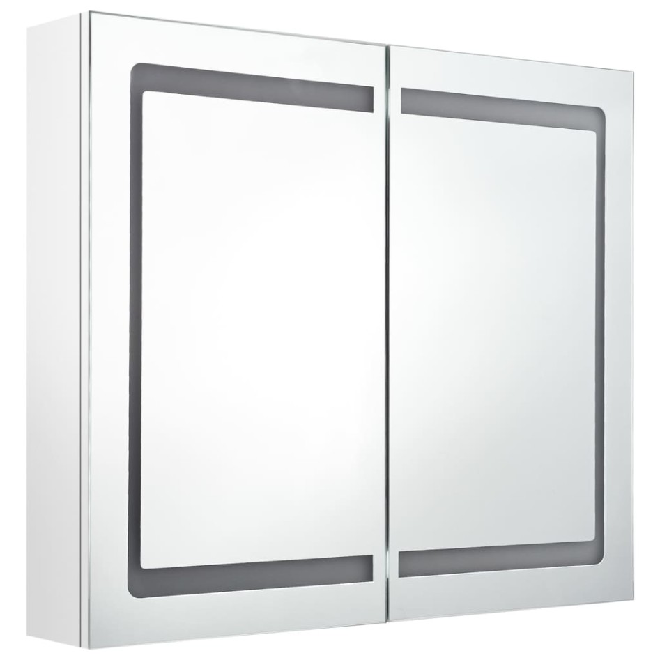 Armario de baño con espejo LED blanco brillante 80x12x68