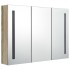 Mueble de baño con espejo LED color roble 89x14x62