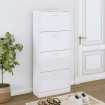 Mueble zapatero madera contrachapada blanco brillo 63x24x147 cm