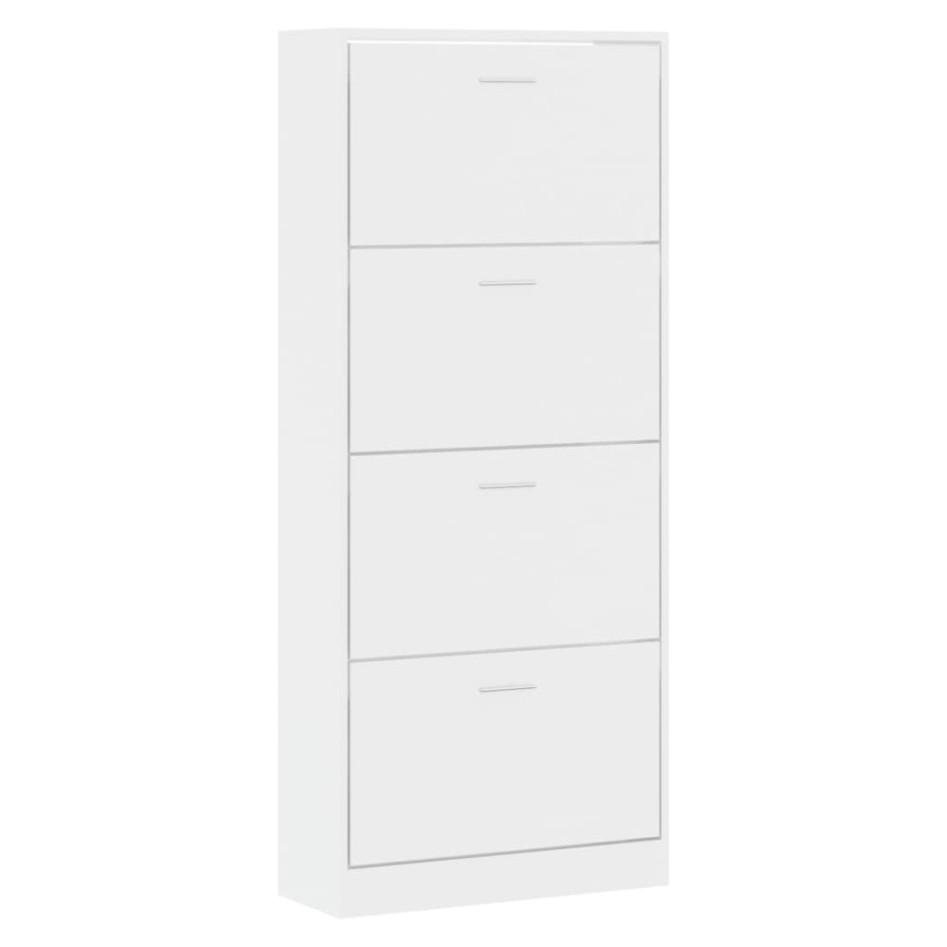 Mueble zapatero madera contrachapada blanco brillo 63x24x147