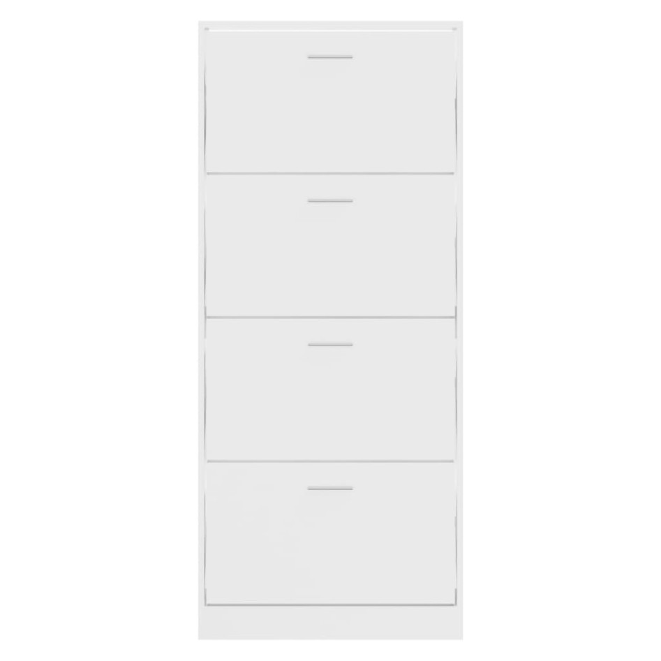 Mueble zapatero madera contrachapada blanco brillo 63x24x147