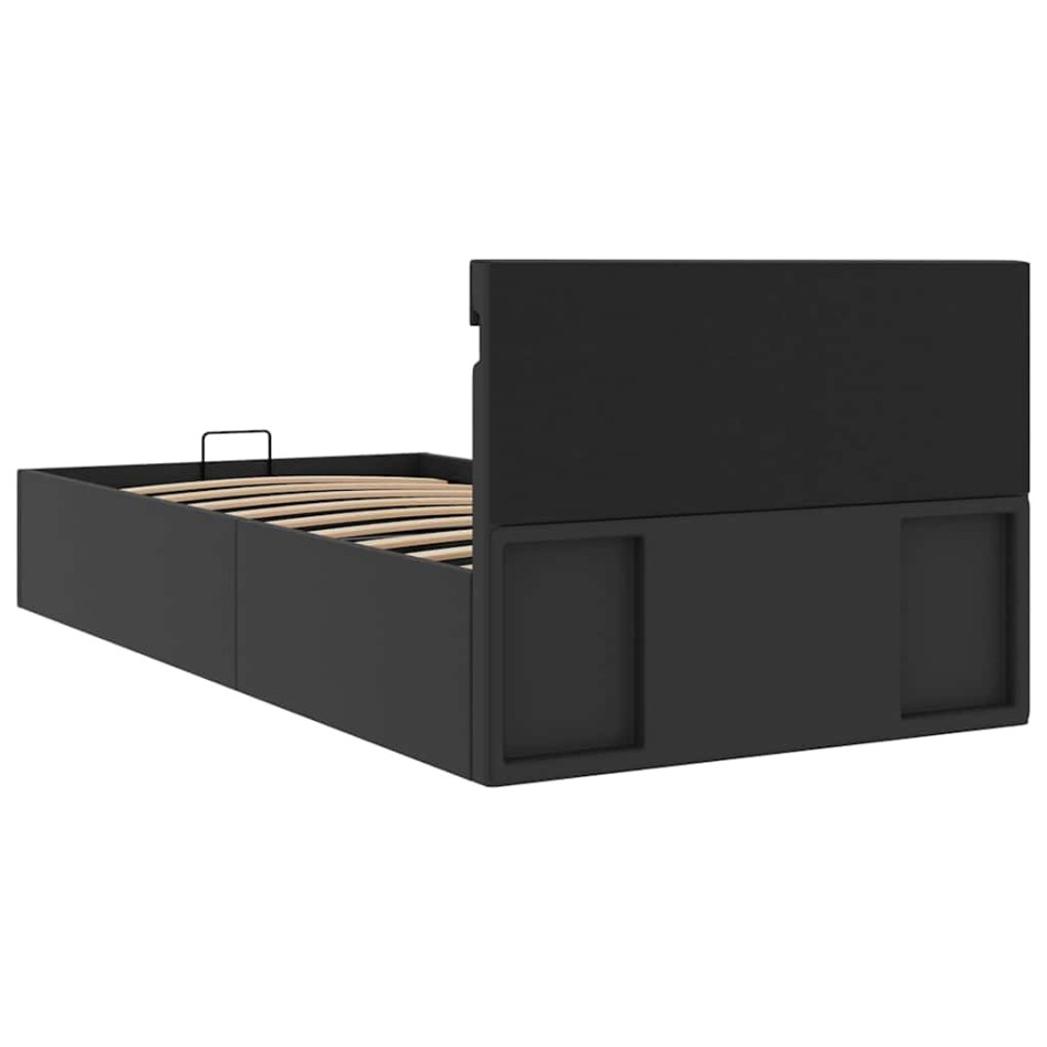 Cama canapé hidráulica con LED sin colchón negra 90x200