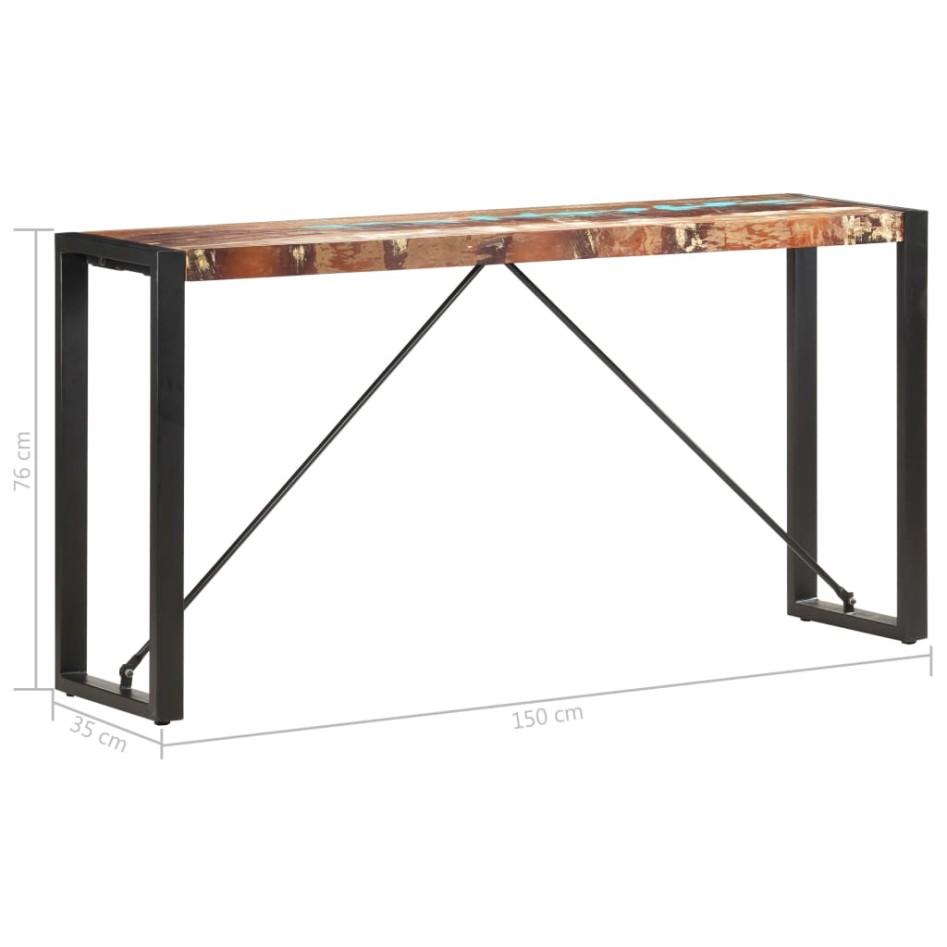 Mesa consola de madera maciza reciclada 150x35x76