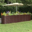 Jardinera arriate acero recubrimiento polvo marrón 332x40x68 cm