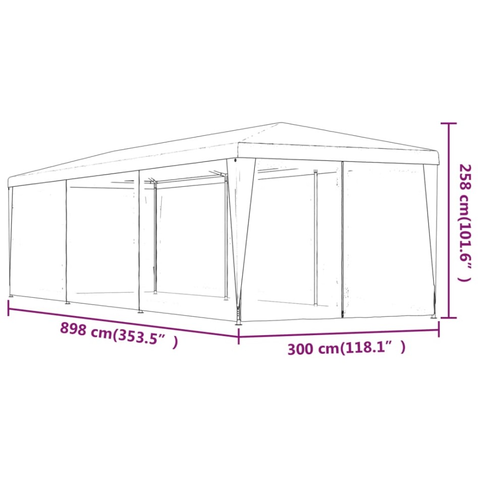 Carpa para fiestas 8 paredes de malla HDPE gris antracita 3x9