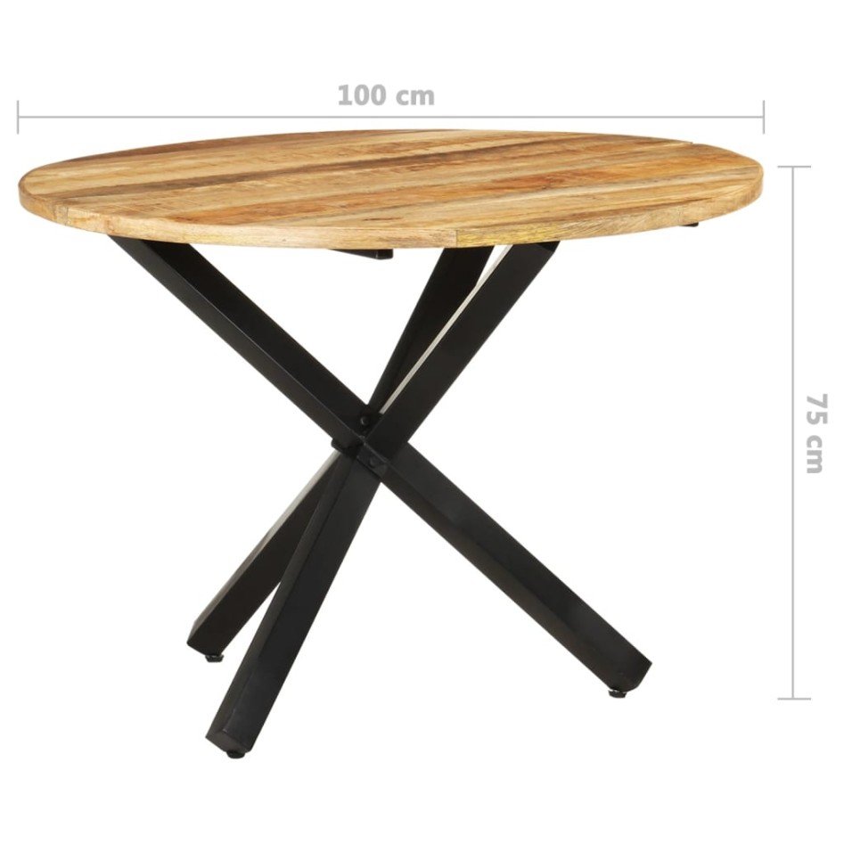 Mesa de comedor madera de mango rugosa redonda 100x100x75
