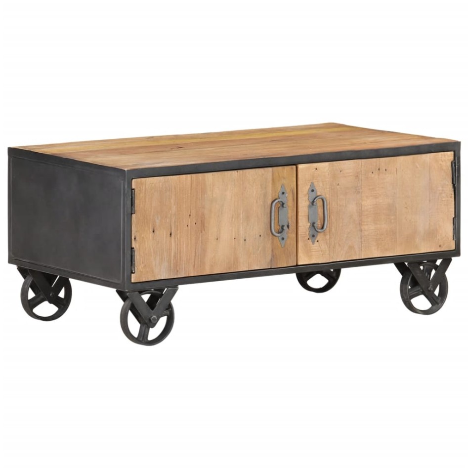 Mesa de centro de madera maciza reciclada 90x50x39