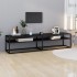 Mueble de TV vidrio templado color mármol negro 180x40x40,5