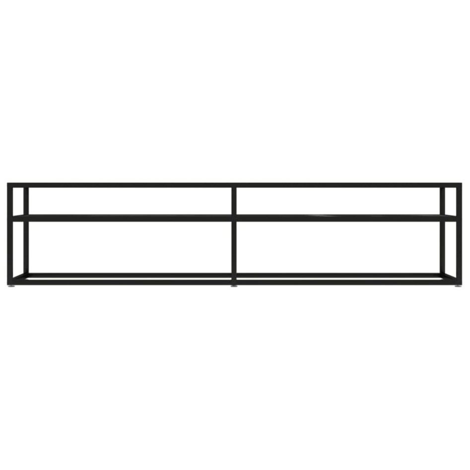 Mueble de TV vidrio templado color mármol negro 180x40x40,5