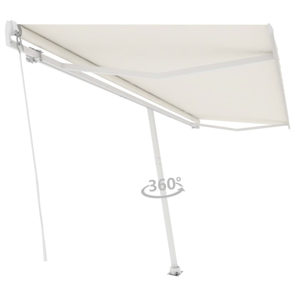 Toldo de pie retráctil manual color crema 500x300