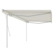 Toldo manual retráctil con postes color crema 5x3 m