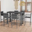 Muebles de bar de jardín 7 pzas ratán PE reposabrazos gris