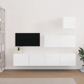 Set de muebles para TV 4 piezas madera contrachapada