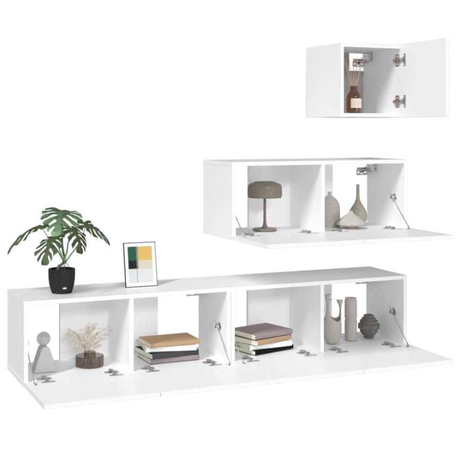 Set de muebles para TV 4 piezas madera contrachapada