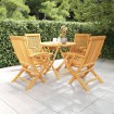 Juego de comedor para jardín 5 piezas madera maciza teca