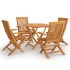 Juego de comedor para jardín 5 piezas madera maciza