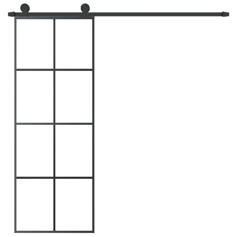 Puerta corredera con set herrajes vidrio ESG aluminio 76x205