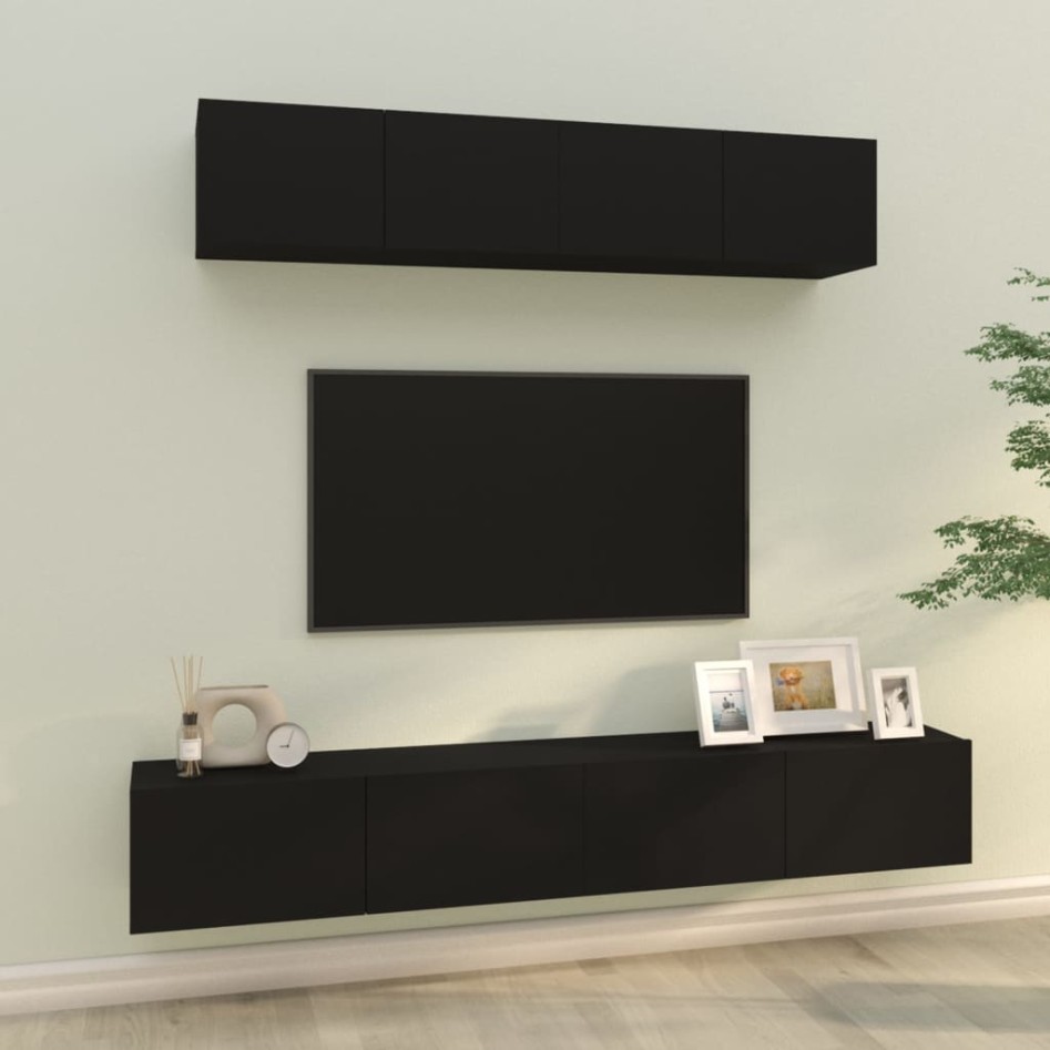 Set de muebles para TV 4 piezas madera contrachapada