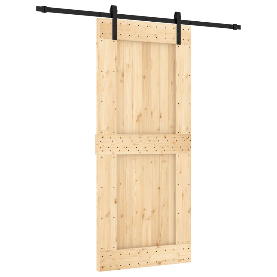 Puerta corredera con herrajes madera maciza de pino 90x210