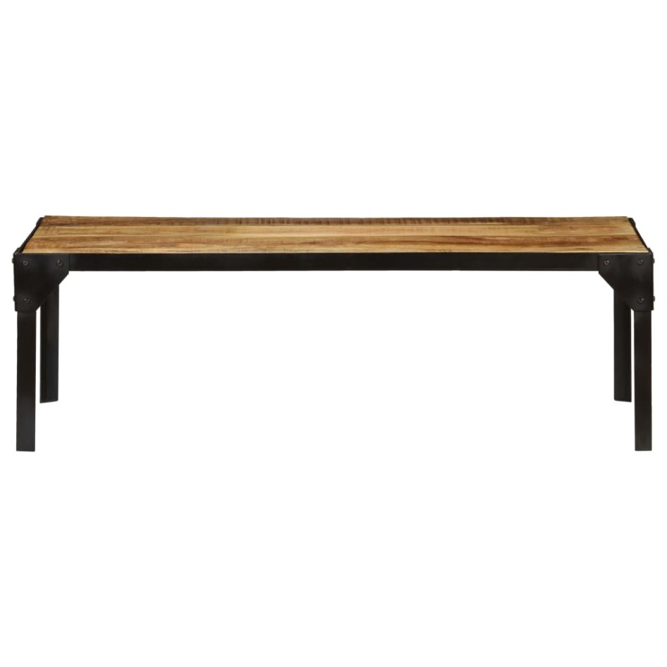 Mesa de centro de madera maciza de mango rugosa y acero 110