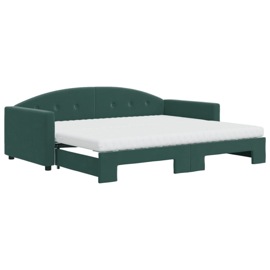Sofá cama nido con colchón terciopelo verde oscuro 90x200