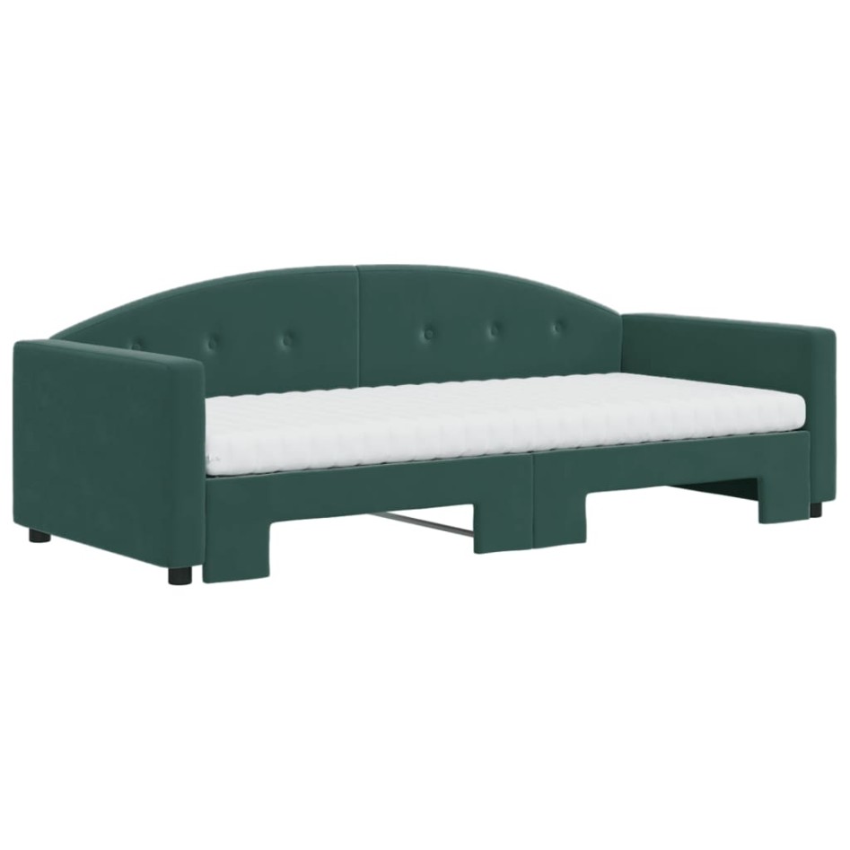 Sofá cama nido con colchón terciopelo verde oscuro 90x200